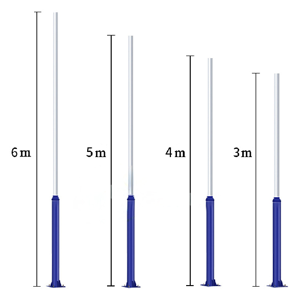 Trụ đèn năng lượng mặt trời sắt sơn giá rẻ 3m/4m/5m/6m SL-TD01