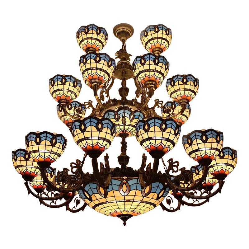 Đèn chùm kính màu TIFFANY nghệ thuật SLTFY26