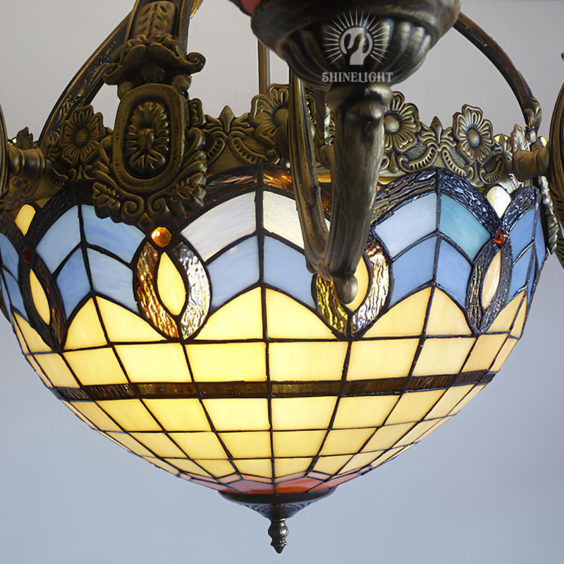 Đèn chùm kính màu TIFFANY nghệ thuật SLTFY26 - Hình ảnh 4
