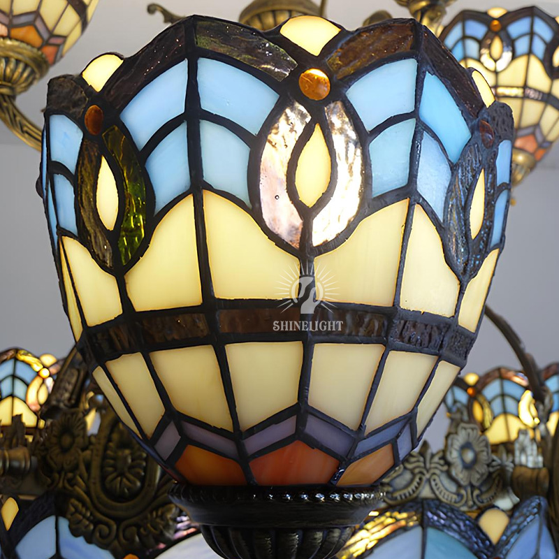 Đèn chùm kính màu TIFFANY nghệ thuật SLTFY26 - Hình ảnh 5