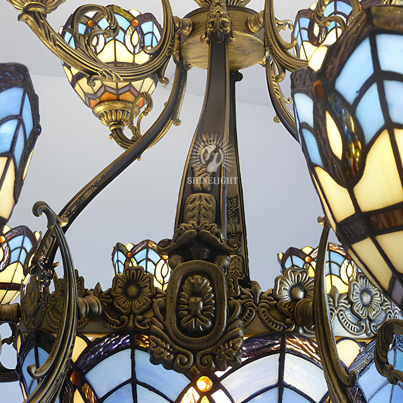 Đèn chùm kính màu TIFFANY nghệ thuật SLTFY26 - Hình ảnh 7
