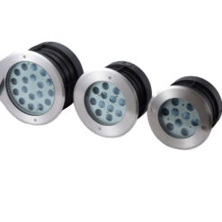 Đèn âm đất SLUG09 gồm ba kích thước mặt inox tròn