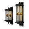 Đèn gắn tường tân cổ SLDGTTK hai kích thước, khung đen, kính sọc mờ và họa tiết sơn thủy màu vàng