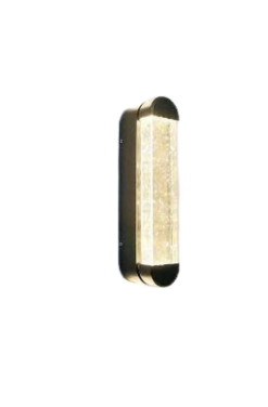 Đèn LED tường 672 thân thủy tinh bọt khí bo tròn hai đầu, khung đen, sáng vàng ấm
