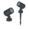 Đèn LED chiếu cây SLSPOR20 màu xám đen, bản đế ngồi và bản cắm cỏ, nền trắng
