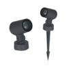 Đèn LED chiếu cây SLSPOR8 màu xám đen, bản đế ngồi và bản chân cắm đất, nền trắng