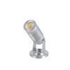 Đèn chiếu cây SLT07 thân nhôm bạc có rãnh tản nhiệt, đế tròn bắt vít, phát sáng vàng ấm