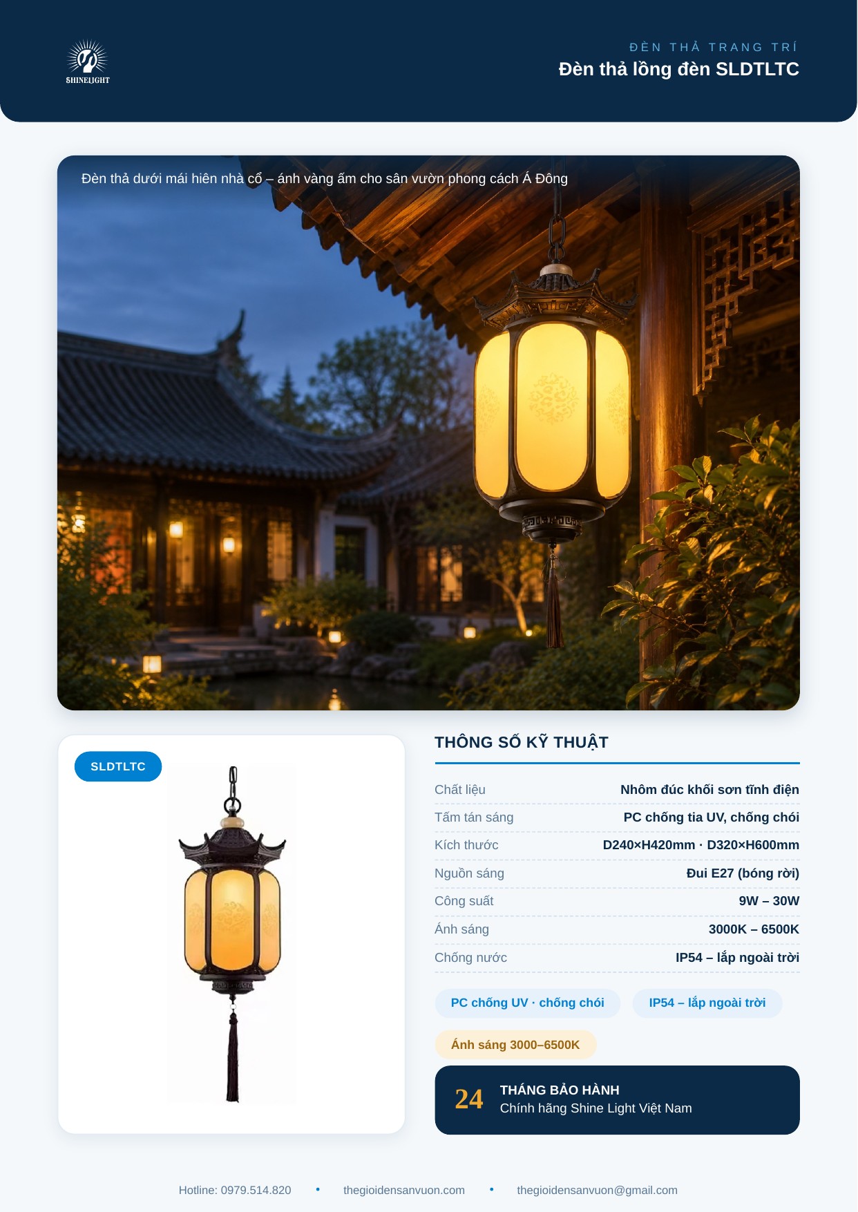 Đèn thả lồng đèn SLDTLTC - hình 1