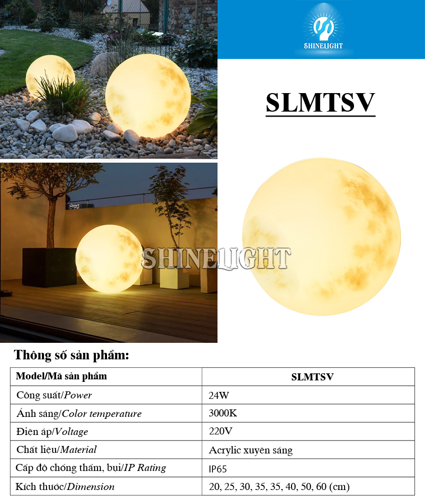 ĐÈN MẶT TRĂNG TRANG TRÍ SÂN VƯỜN NGOÀI TRỜI - hình 1