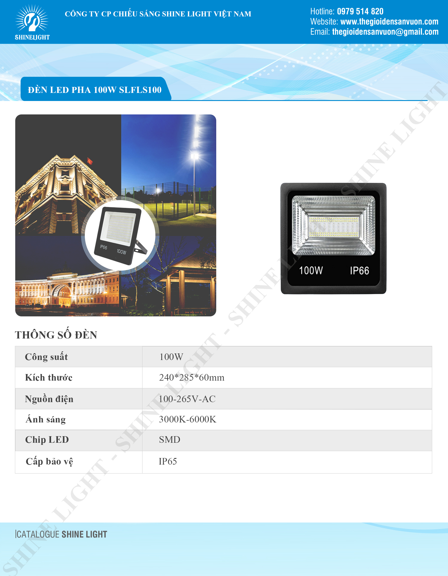 ĐÈN LED PHA 100W SLFLS100 - hình 1