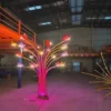 Toàn cảnh cột đèn cánh bướm SL-ButterflyRGB sáng hồng đặt trong nhà xưởng