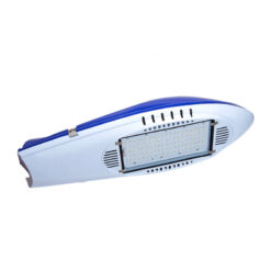 Đèn cao áp LED ANITA vỏ trắng lưng xanh dương, mặt chip LED nhìn nghiêng trên nền trắng