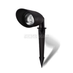 Đèn chiếu cây SLT14 thân đen có mũ che chói, chân cọc cắm đất, chụp nghiêng trên nền trắng
