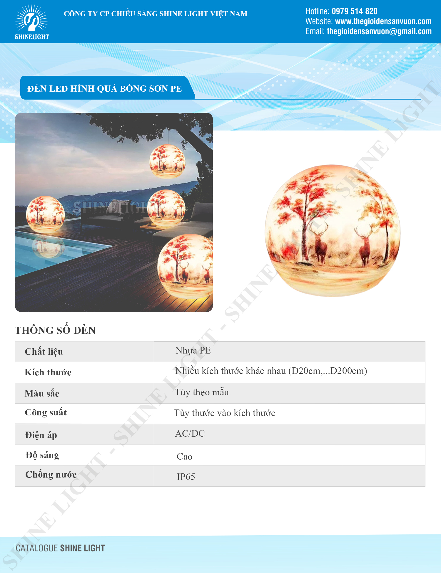 ĐÈN LED HÌNH QUẢ BÓNG SƠN PE - hình 1