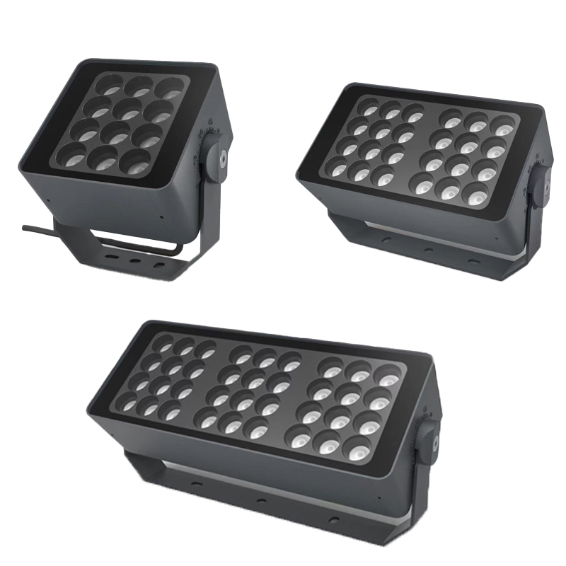 Ba cỡ đèn rọi cột SLWE vỏ nhôm xám, mặt LED dạng ma trận nhiều mắt