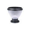Đèn trụ cổng NLMT SLGL3002: nền trắng, chao vân sọc trong và nắp tấm pin màu đen