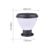 Đèn trụ cổng NLMT SLGL3002: bản vẽ kích thước rộng 260mm, cao 250mm, đế 150mm