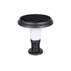 Đèn trụ cổng NLMT SLGL3003: nền trắng, nắp tấm pin đen, chao trắng sữa, thân đen
