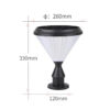 Đèn trụ cổng NLMT SLGL3004: bản vẽ kích thước φ260mm, cao 330mm, đế 120mm
